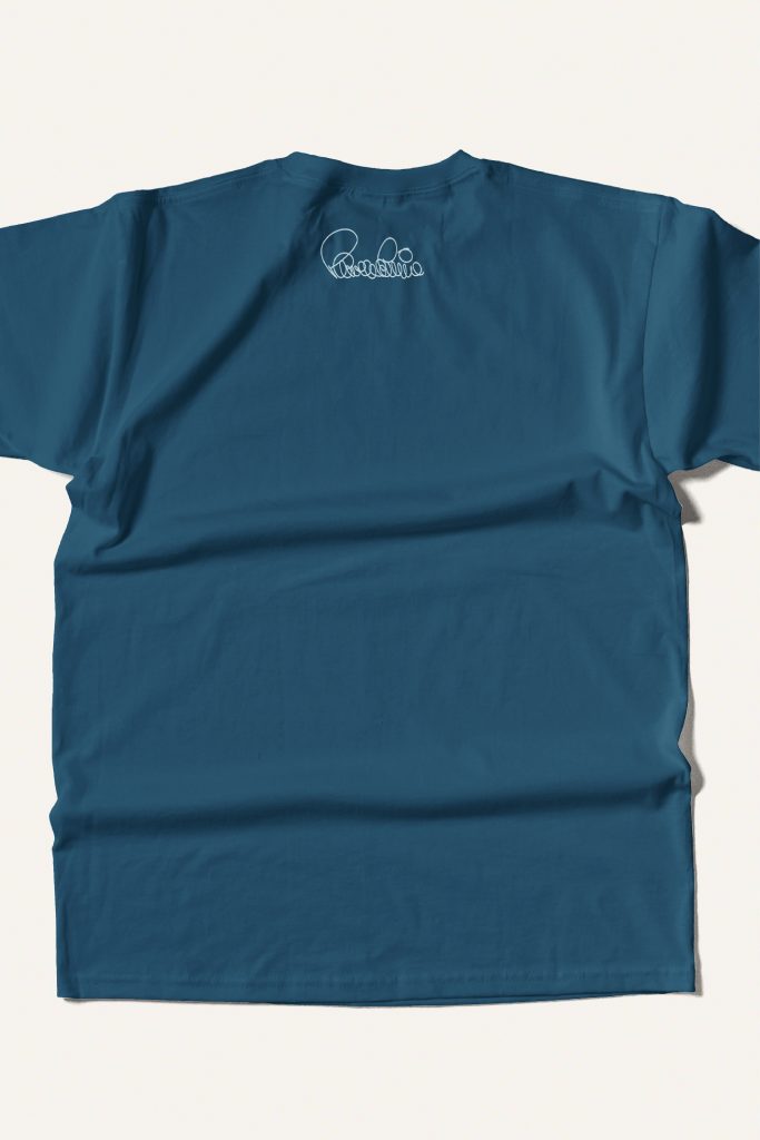 Camiseta azul petróleo de la colección Caminar inspirada en Paco de Lucía